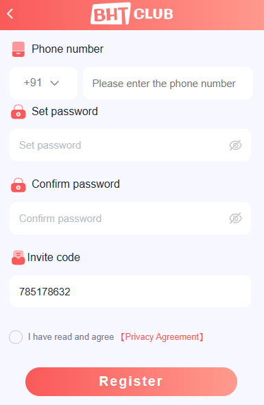 BHT Club register page screenshot – Step-by-step signup guide